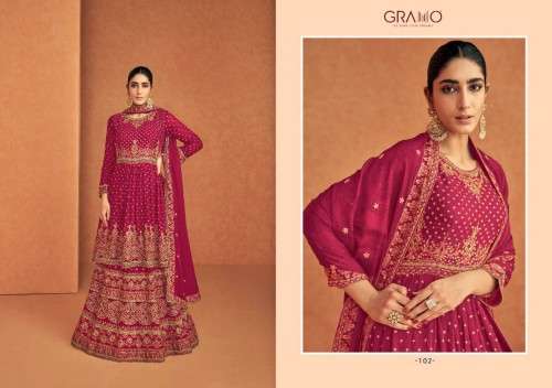 Gramo-Vihana Color-Georgette-Kurti-Sharara-Plazo-Embroidery-Dupatta-102